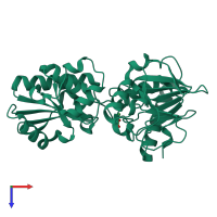 PDB entry 5q3a coloured by chain, top view.