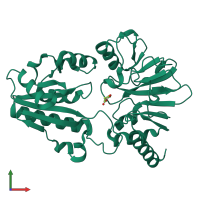 PDB entry 5q3c coloured by chain, front view.