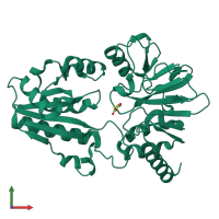PDB entry 5q3d coloured by chain, front view.