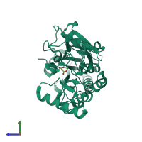 PDB entry 5q3d coloured by chain, side view.