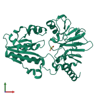 PDB entry 5q3f coloured by chain, front view.