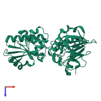 PDB entry 5q3h coloured by chain, top view.