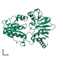 PDB entry 5q3s coloured by chain, front view.