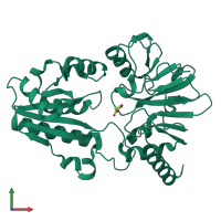 PDB entry 5q3u coloured by chain, front view.