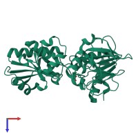 PDB entry 5q3u coloured by chain, top view.