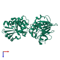 PDB entry 5q3x coloured by chain, top view.