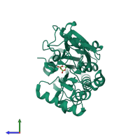 PDB entry 5q3z coloured by chain, side view.