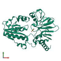 PDB entry 5q40 coloured by chain, front view.