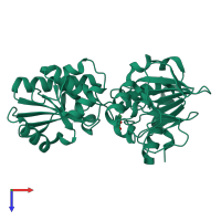 PDB entry 5q41 coloured by chain, top view.