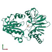 PDB entry 5q45 coloured by chain, front view.