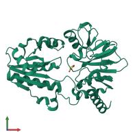 PDB entry 5q49 coloured by chain, front view.