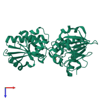 PDB entry 5q4b coloured by chain, top view.