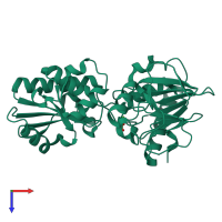 PDB entry 5q4c coloured by chain, top view.