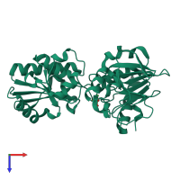 PDB entry 5q4d coloured by chain, top view.