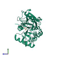 PDB entry 5q4j coloured by chain, side view.