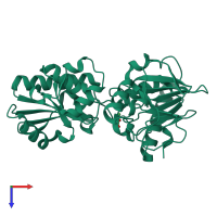 PDB entry 5q4k coloured by chain, top view.