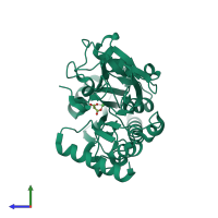 PDB entry 5q4m coloured by chain, side view.