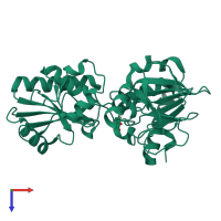 PDB entry 5q4n coloured by chain, top view.