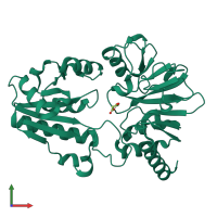 PDB entry 5q4r coloured by chain, front view.