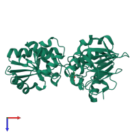PDB entry 5q4r coloured by chain, top view.