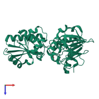 PDB entry 5q4t coloured by chain, top view.