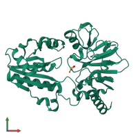 PDB entry 5q4u coloured by chain, front view.
