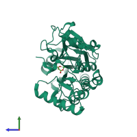 PDB entry 5q4v coloured by chain, side view.