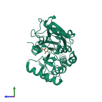 PDB entry 5q4x coloured by chain, side view.