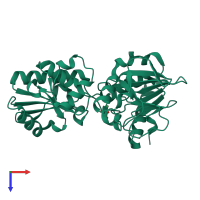 PDB entry 5q50 coloured by chain, top view.