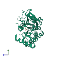 PDB entry 5q51 coloured by chain, side view.