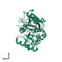 PDB entry 5q52 coloured by chain, side view.