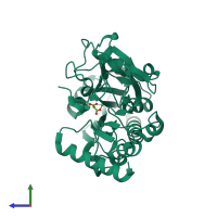 PDB entry 5q54 coloured by chain, side view.