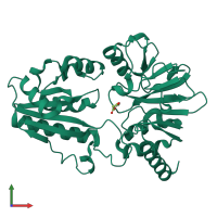 PDB entry 5q57 coloured by chain, front view.
