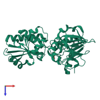 PDB entry 5q57 coloured by chain, top view.