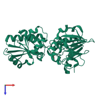 PDB entry 5q59 coloured by chain, top view.