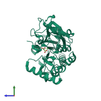 PDB entry 5q5b coloured by chain, side view.