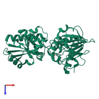 PDB entry 5q5b coloured by chain, top view.