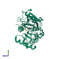 PDB entry 5q5m coloured by chain, side view.