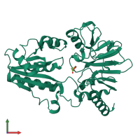 PDB entry 5q5t coloured by chain, front view.