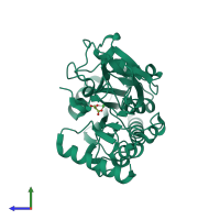 PDB entry 5q5u coloured by chain, side view.