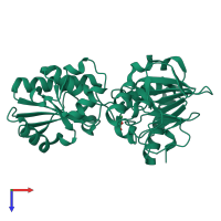 PDB entry 5q5v coloured by chain, top view.