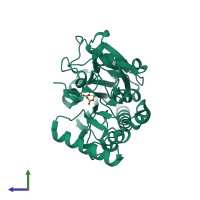 PDB entry 5q5w coloured by chain, side view.