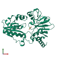 PDB entry 5q60 coloured by chain, front view.