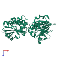 PDB entry 5q60 coloured by chain, top view.