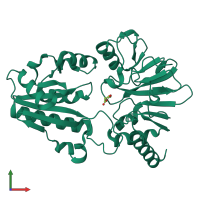 PDB entry 5q64 coloured by chain, front view.