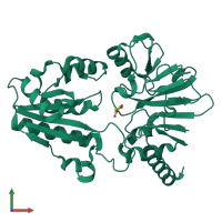PDB entry 5q68 coloured by chain, front view.