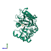 PDB entry 5q6c coloured by chain, side view.