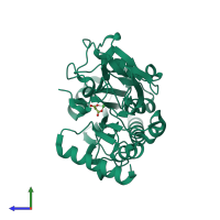 PDB entry 5q6e coloured by chain, side view.