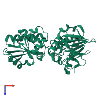 PDB entry 5q6e coloured by chain, top view.