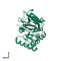 PDB entry 5q6f coloured by chain, side view.